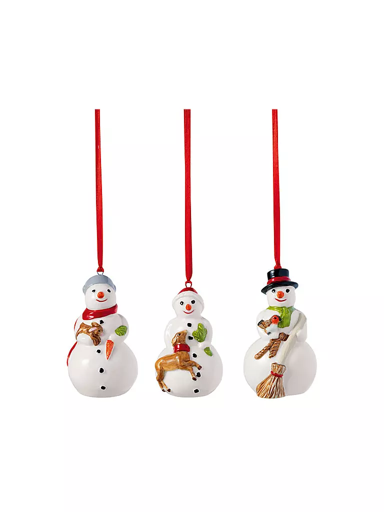 VILLEROY & BOCH | Ornement de Noël 3 pièces 5x5x8cm BONHOMMES DE NEIGE | bunt