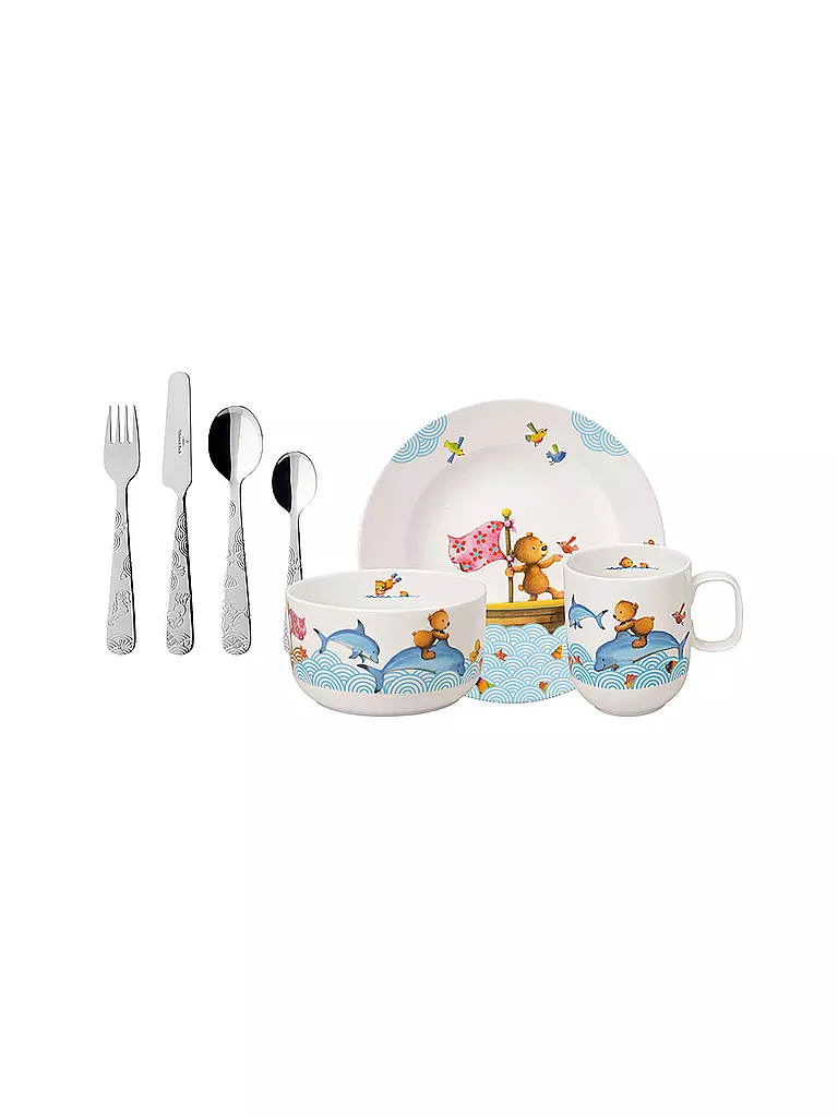 VILLEROY & BOCH | Service de table pour enfants en porcelaine Happy as a Bear 7 pièces | bunt