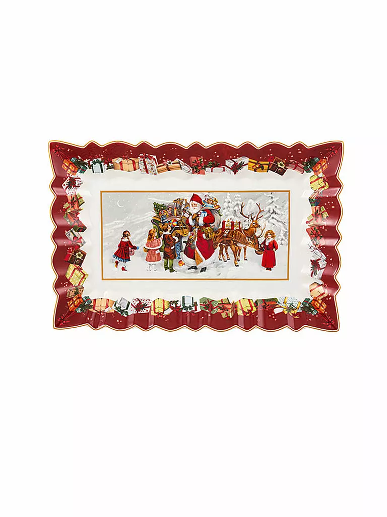 VILLEROY & BOCH | Toy's Fantasy Plat à gâteau rectangulaire, Père Noël et enfants 35x23x3,5cm | bunt