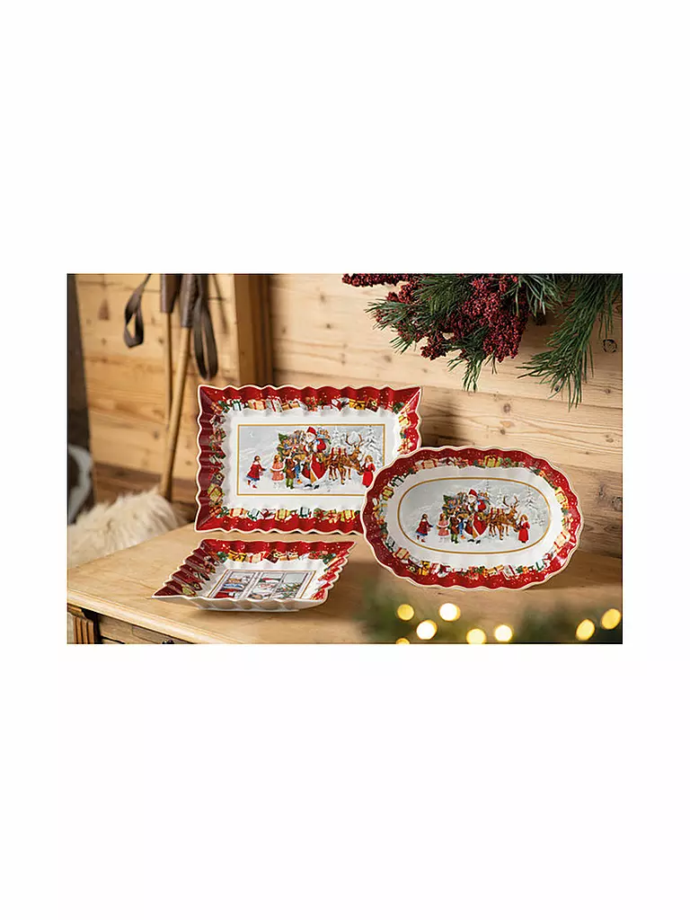 VILLEROY & BOCH | Toy's Fantasy Plat à gâteau rectangulaire, Père Noël et enfants 35x23x3,5cm | bunt