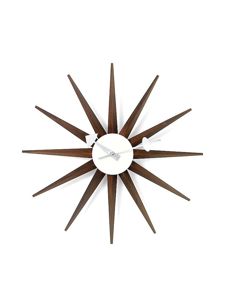 VITRA+Horloge+murale+Sunburst+Clock+Noyer/Chocolat+47cm+marron