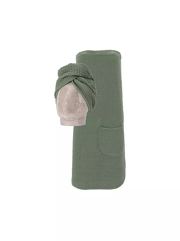 VOSSEN | Saunakilt 2 pièces. WELLNESS Detox Green | dunkelgrün