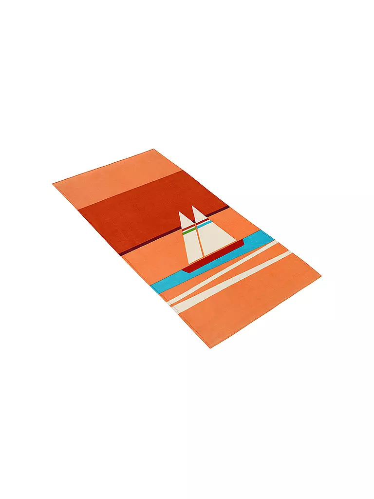 VOSSEN | Serviette de plage RÉTRO SYLT 85x160cm Jaune/Voilier | orange