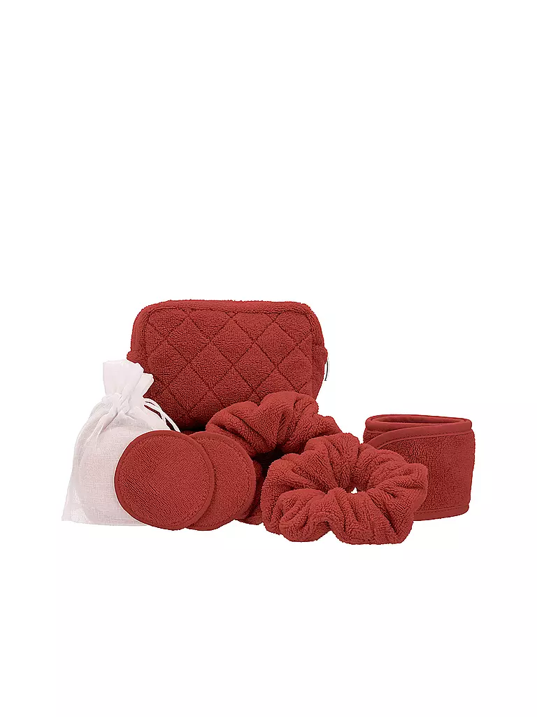 VOSSEN | Trousse de toilette 11 pièces BEAUTY BAG Raw Sugar | dunkelrot