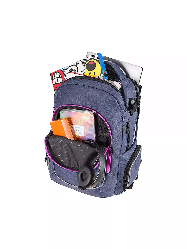 WALKER | Sac à dos scolaire Campus Evo Wizzard Blue Ivy Pink | 