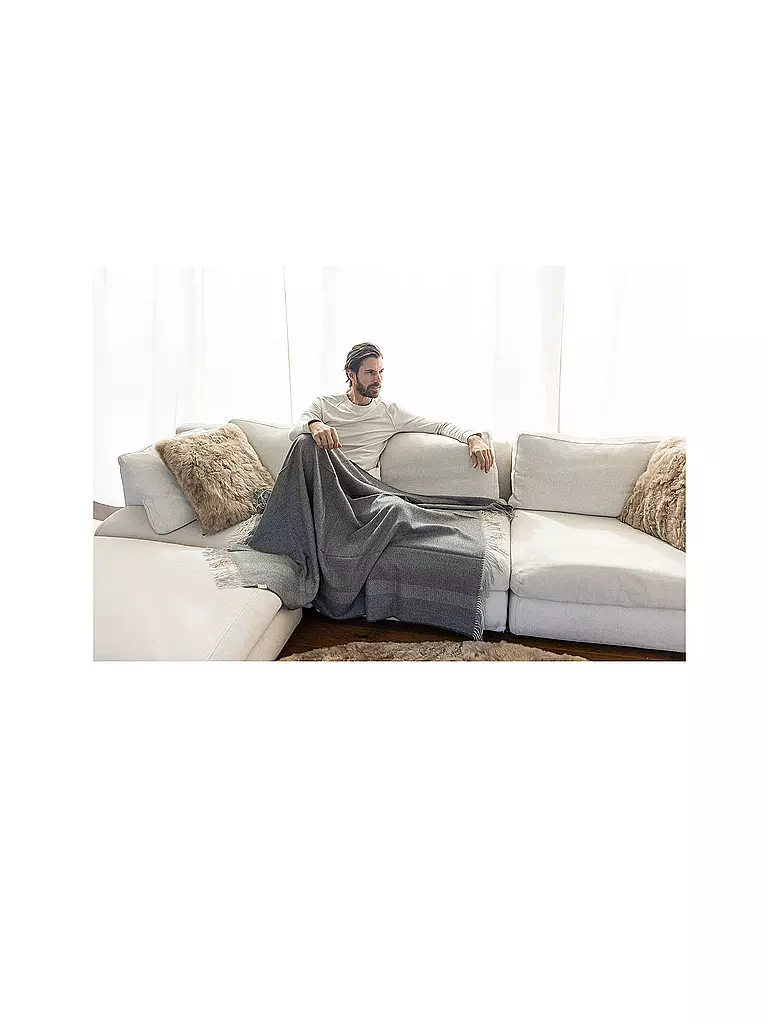 WEICH COUTURE ALPACA | Couverture en fibres nobles BORREA 130x180cm Gris foncé |