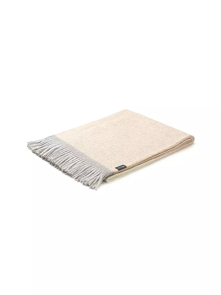 WEICH COUTURE ALPACA | Couverture en fibres nobles MERIMA 130x180cm Blanc/Beige | beige