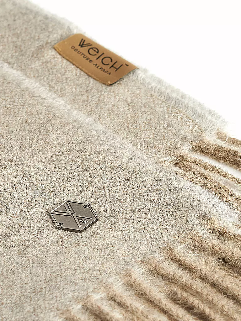 WEICH COUTURE ALPACA | Edelhaardecke BORREA 130x180cm Ecru | Camel