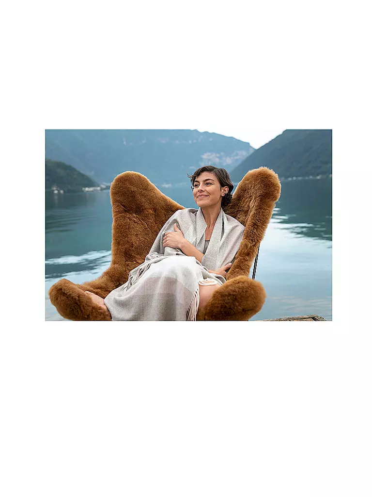 WEICH COUTURE ALPACA | Edelhaardecke BORREA 130x180cm Ecru | Camel