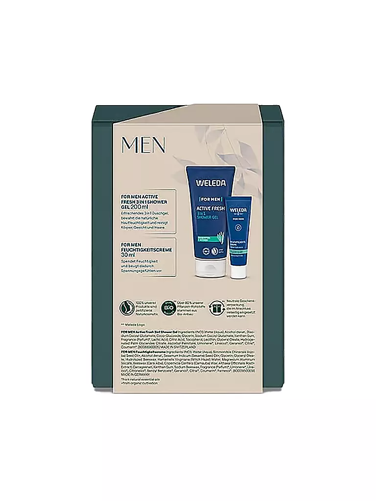 WELEDA | Coffret cadeau - FOR MEN 200ml / 30ml | 