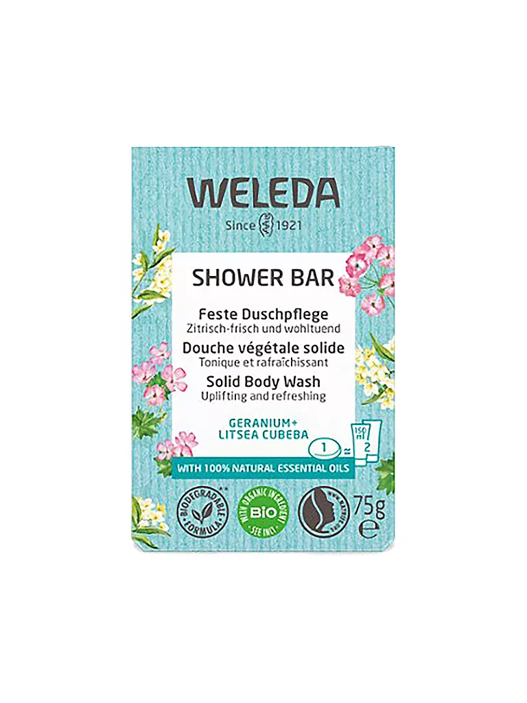 WELEDA | Soin de douche solide Géranium+Litsea Cubeba 75g | hellblau