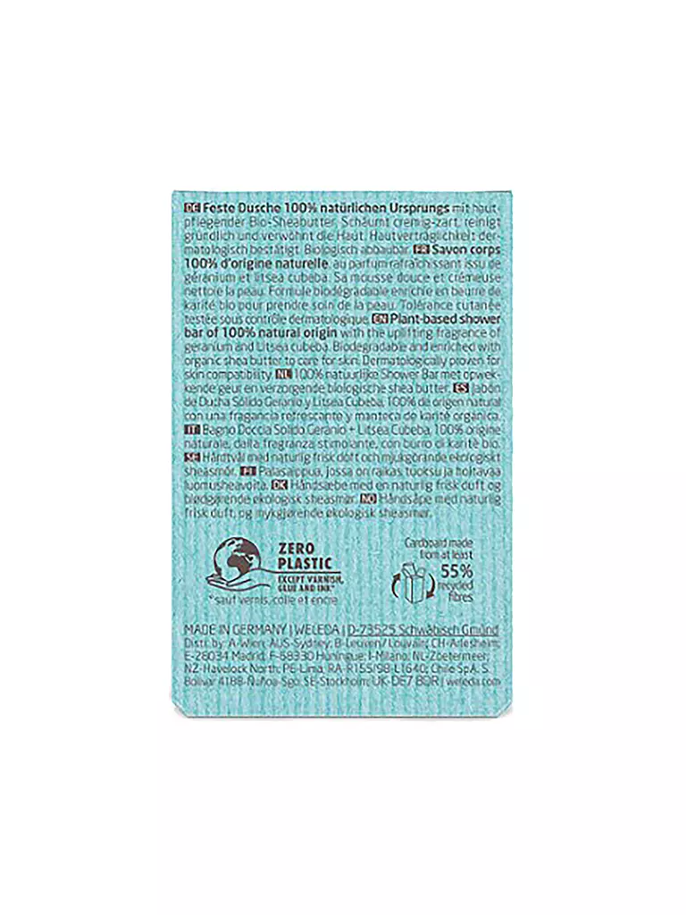WELEDA | Soin de douche solide Géranium+Litsea Cubeba 75g | hellblau