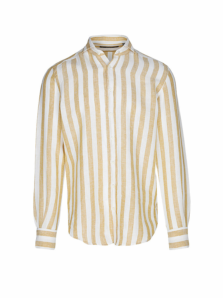 Chemise en lin coupe regular jaune 42