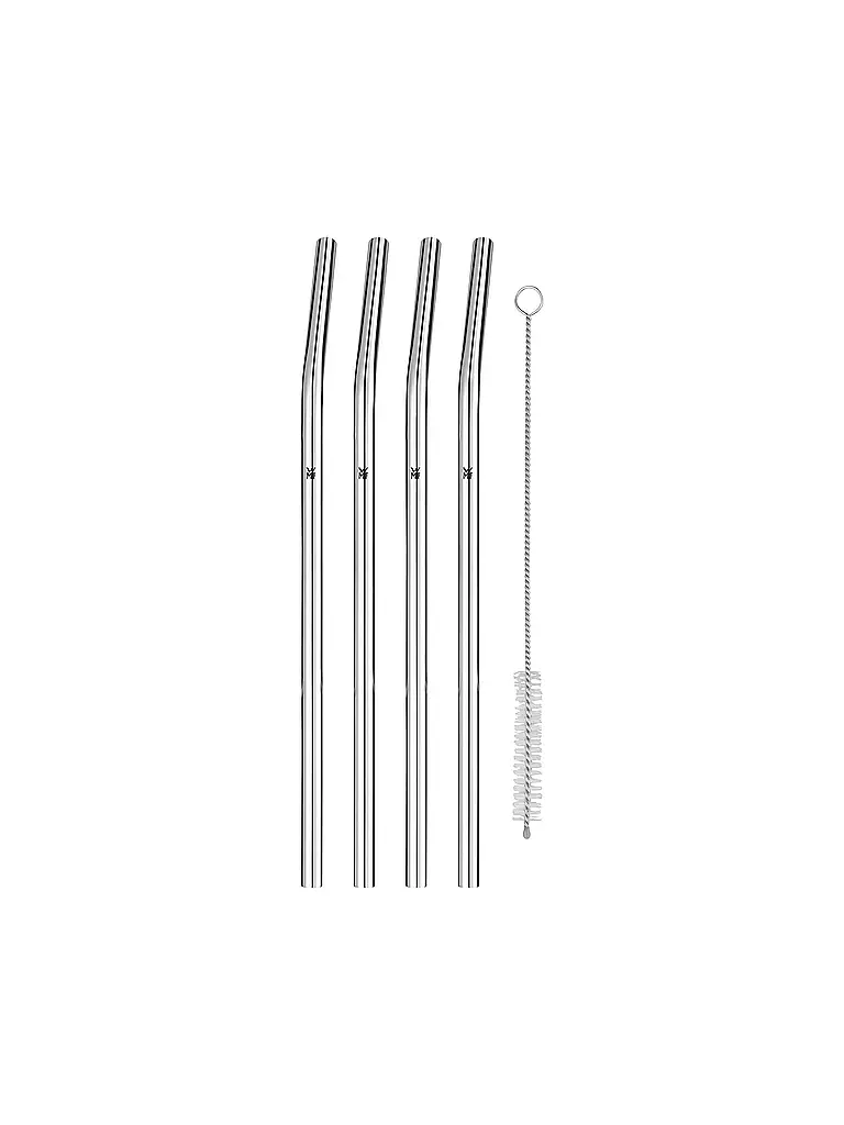WMF | Baric Cromargan Set de pailles, 24 cm, 7 pièces avec brosse incluse | Argent