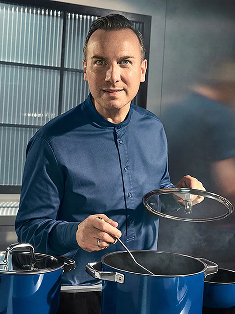 WMF | Batterie de cuisine 4 pièces Fusiontec Mineral Pro Tim Raue Ocean Bleu foncé | dunkelblau