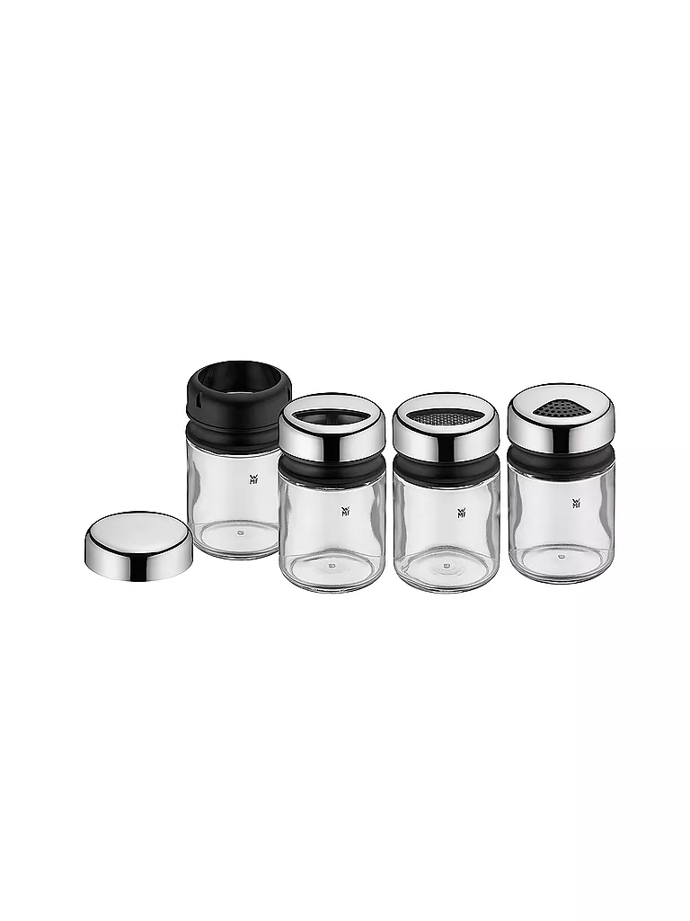 WMF | Depot Set de salières et poivrières 4 pièces 9,5 cm Verre/Cromargan | Transparent