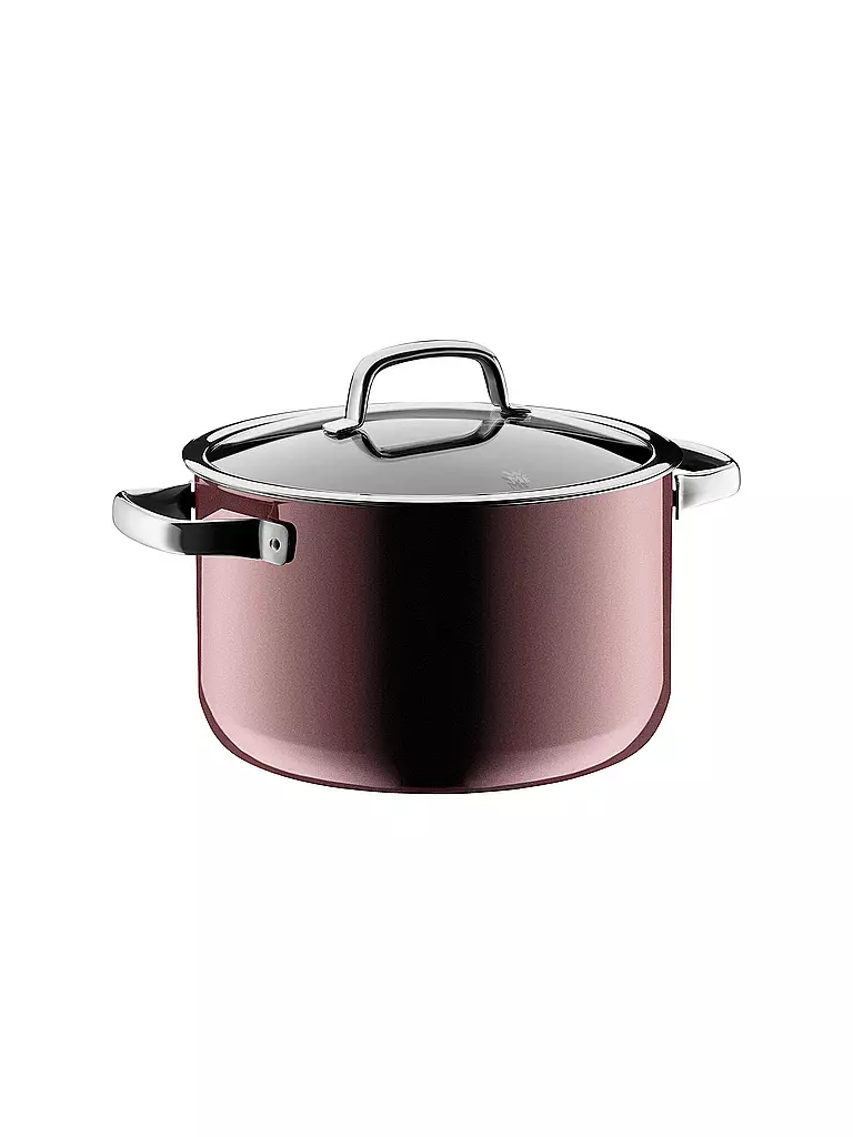 WMF | Marmite Fusiontec Mineral avec couvercle en verre 24cm/6,4L Quartz Rose | Baie