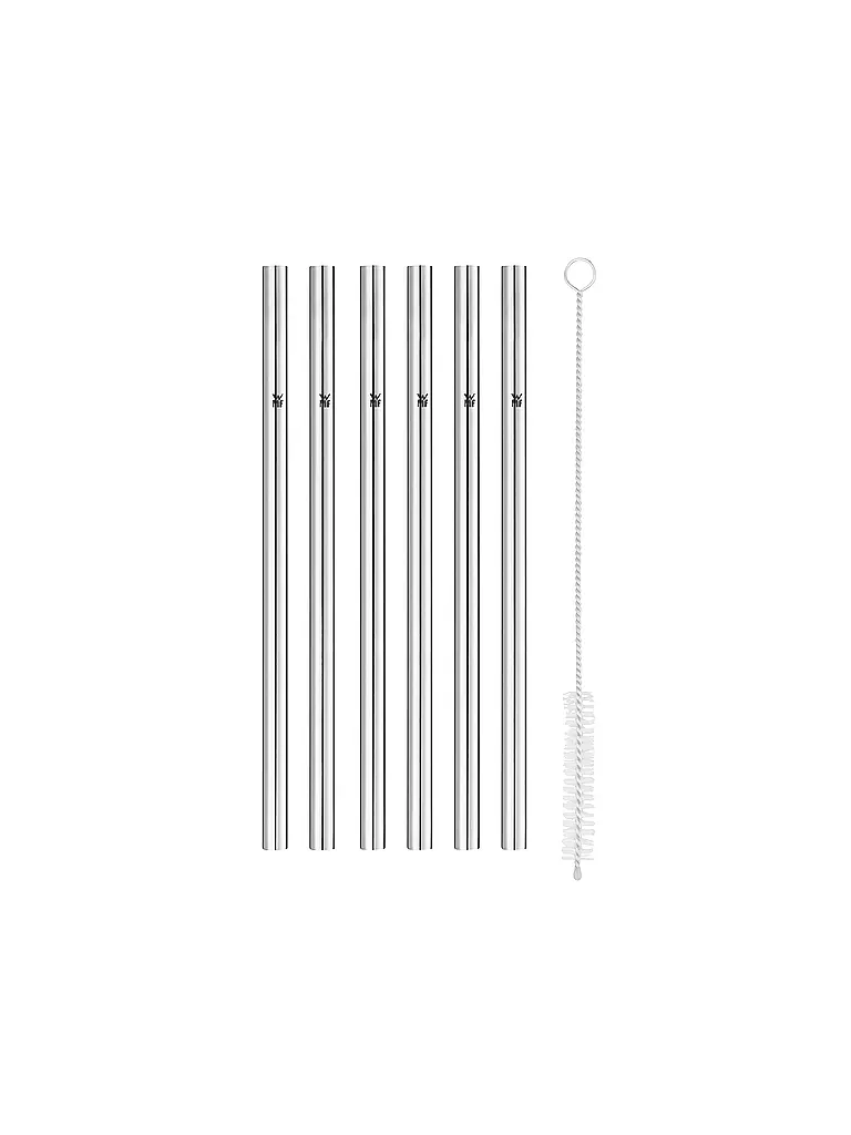 WMF | Trinkhalme 6er Set mit Bürste BARIC 18cm Cromargan | Argent