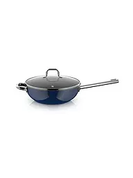 WMF | Wok avec couvercle FUSIONTEC MINERAL PRO 28cm Tim Raue bleu foncé | Bleu foncé