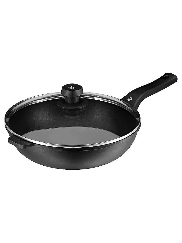 WMF | Wok PermaDur Premium avec couvercle en verre 30 cm antiadhésif | schwarz
