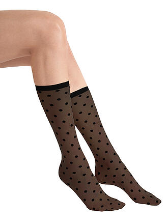 WOLFORD | Socquettes fines DAISY SOCKS noir/noir