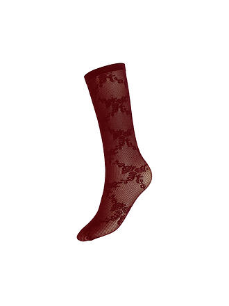 WOLFORD | Mi-bas FLORAL LACE bordeaux