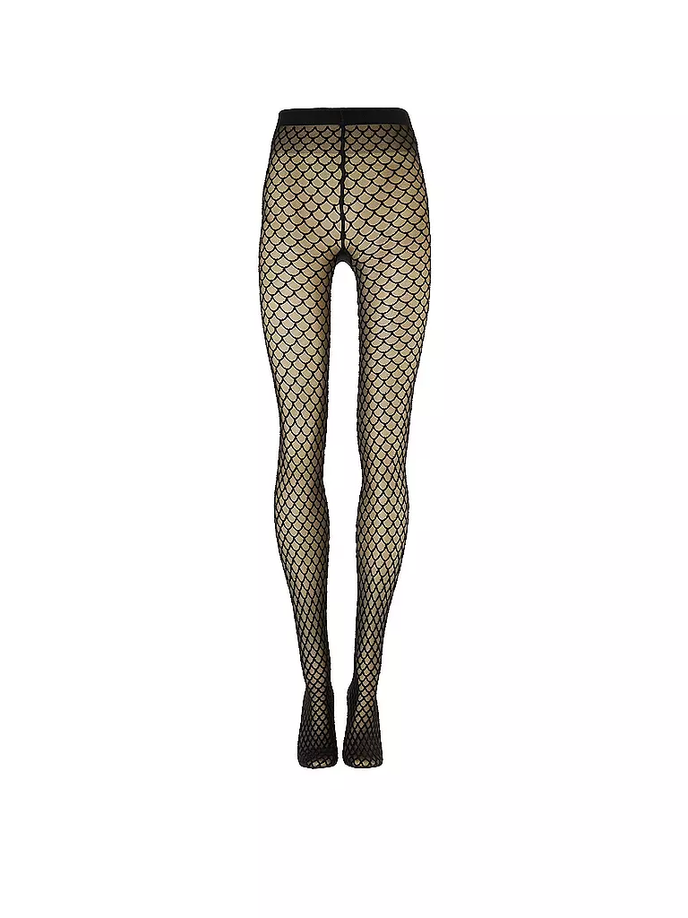 WOLFORD | Collant mode VELVET NET ILLUSION Noir/Noir | Noir