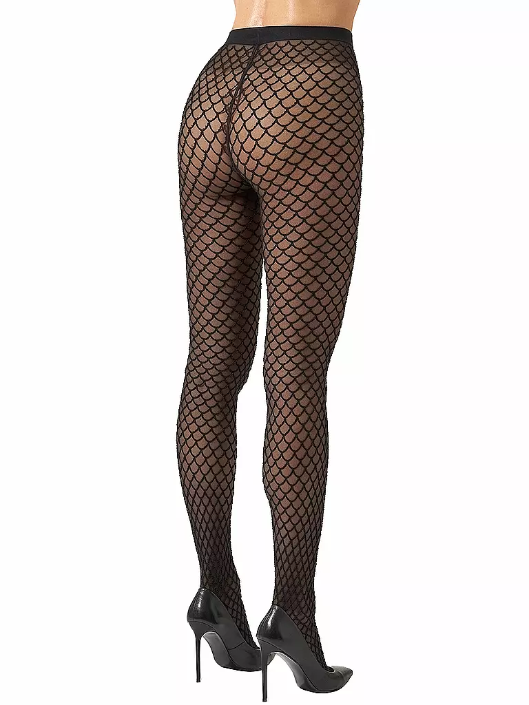 WOLFORD | Collant mode VELVET NET ILLUSION Noir/Noir |