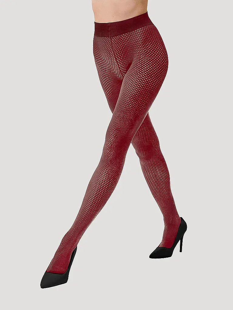 WOLFORD | Modestrumpfhose COTTON DOT midnight | Rouge foncé