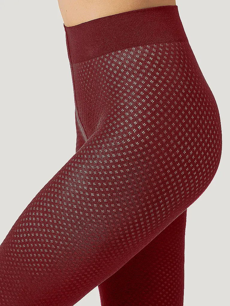 WOLFORD | Modestrumpfhose COTTON DOT midnight | Rouge foncé
