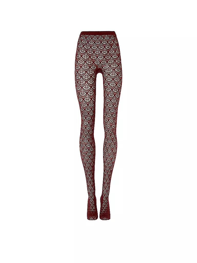 WOLFORD | Modestrumpfhose MERMAID NET Midnight Red  | Rouge foncé