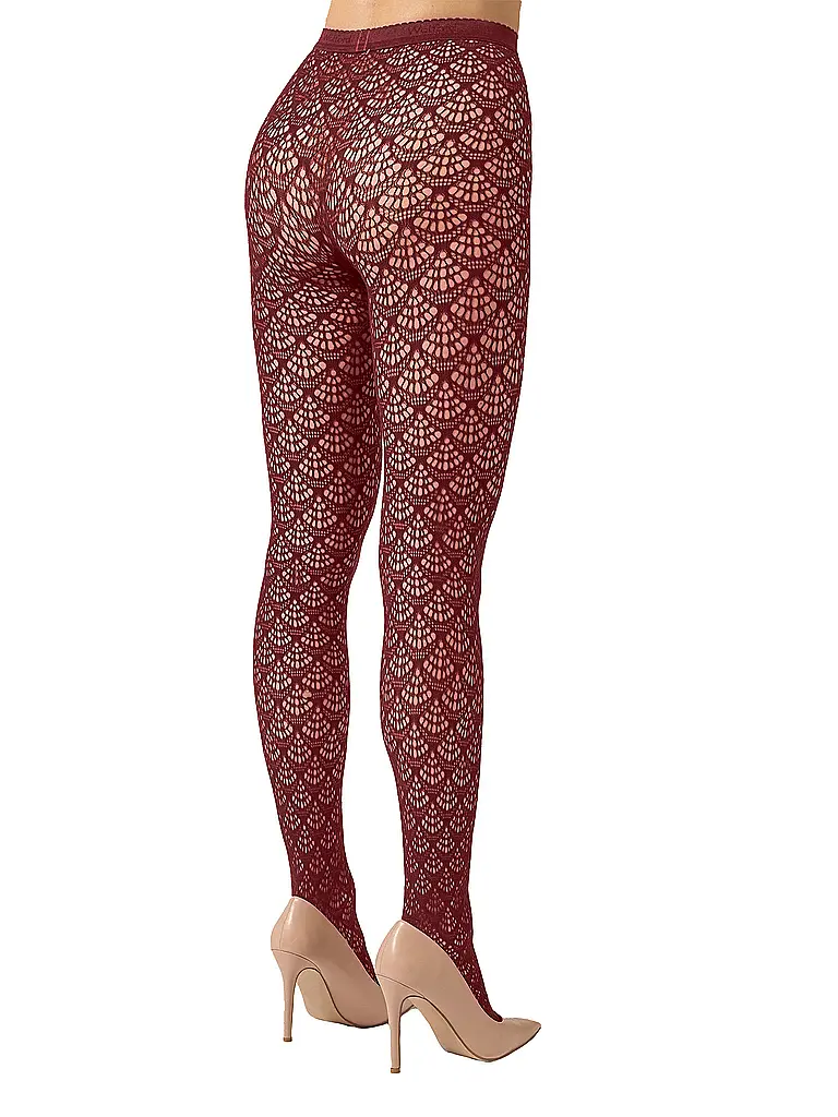 WOLFORD | Modestrumpfhose MERMAID NET Midnight Red  | Rouge foncé