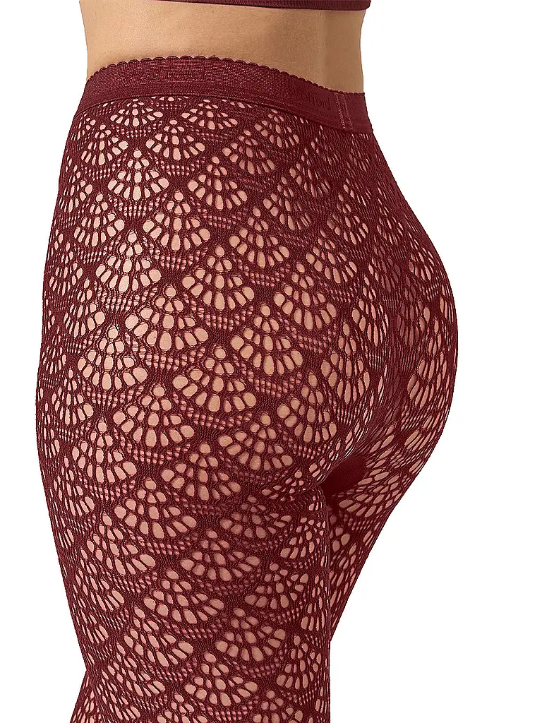 WOLFORD | Modestrumpfhose MERMAID NET Midnight Red  | Rouge foncé