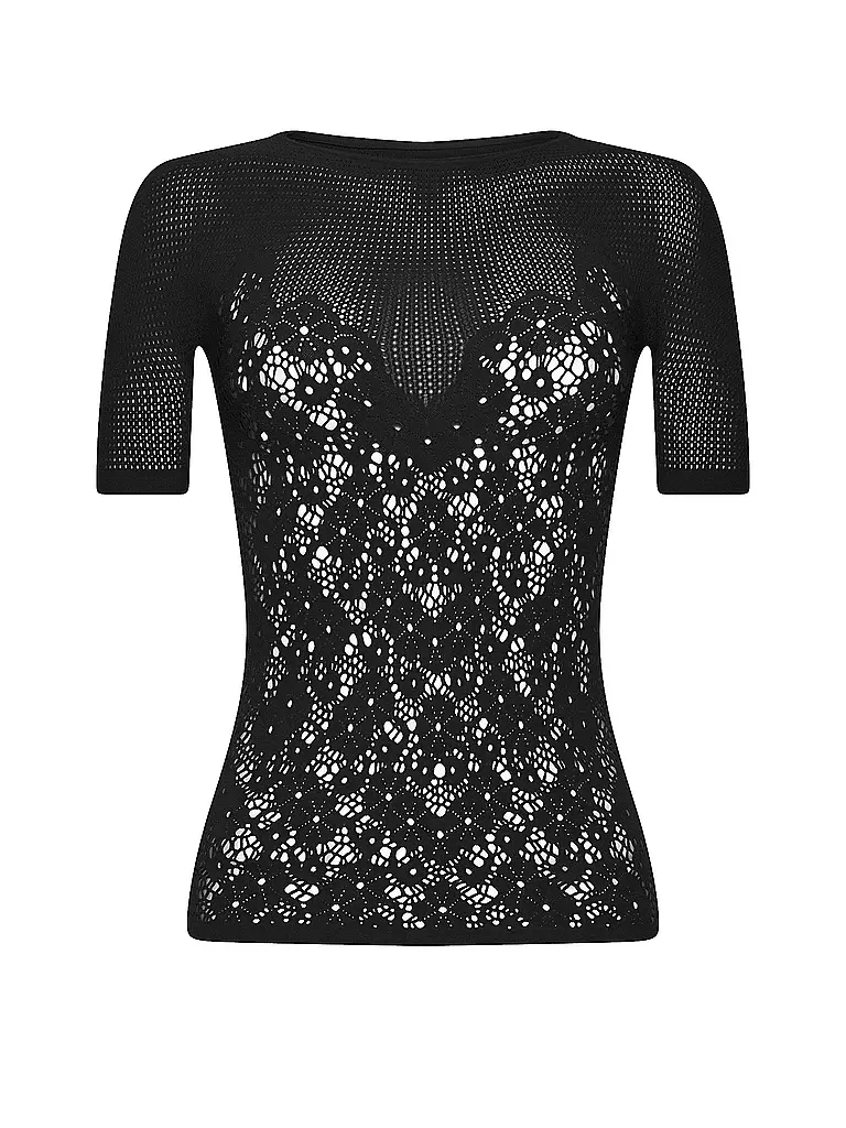WOLFORD | T-Shirt FLOWER LACE | Noir
