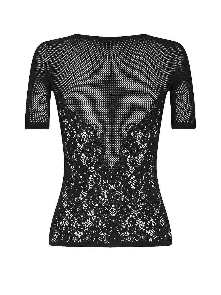 WOLFORD | T-Shirt FLOWER LACE | Noir