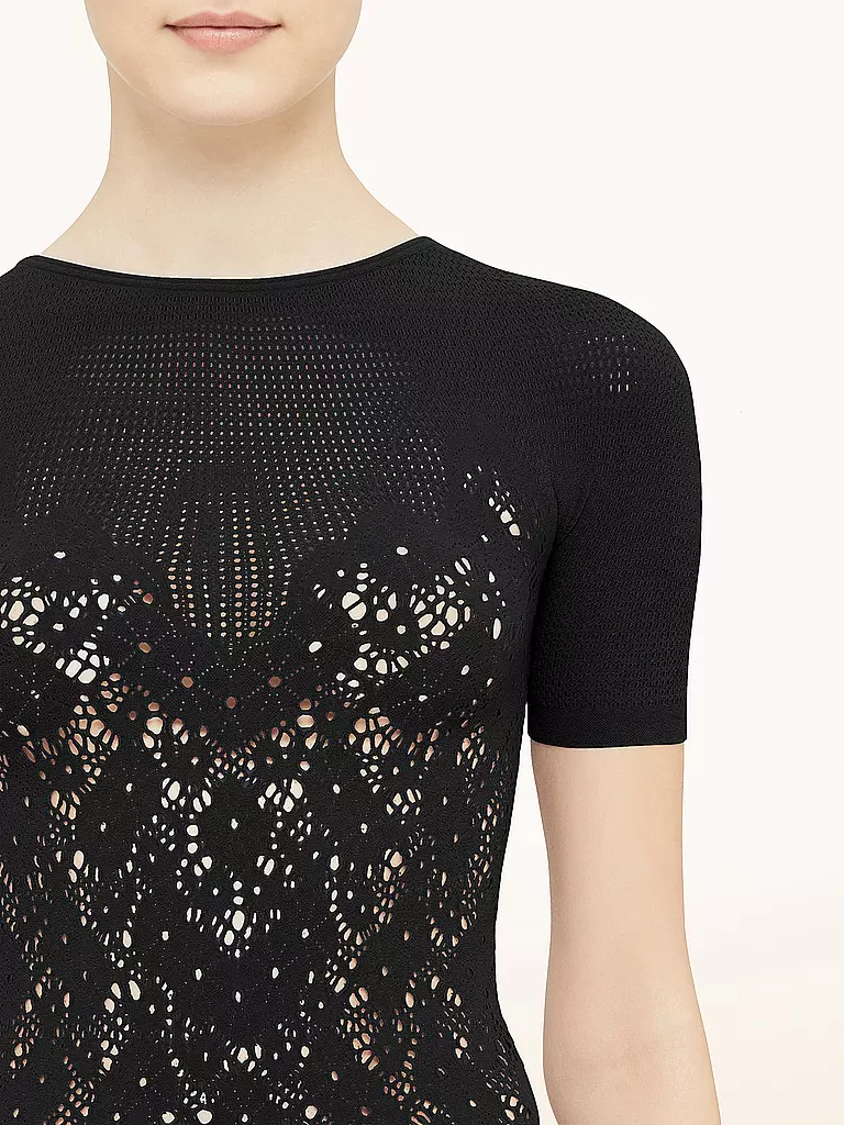 WOLFORD | T-Shirt FLOWER LACE | Noir