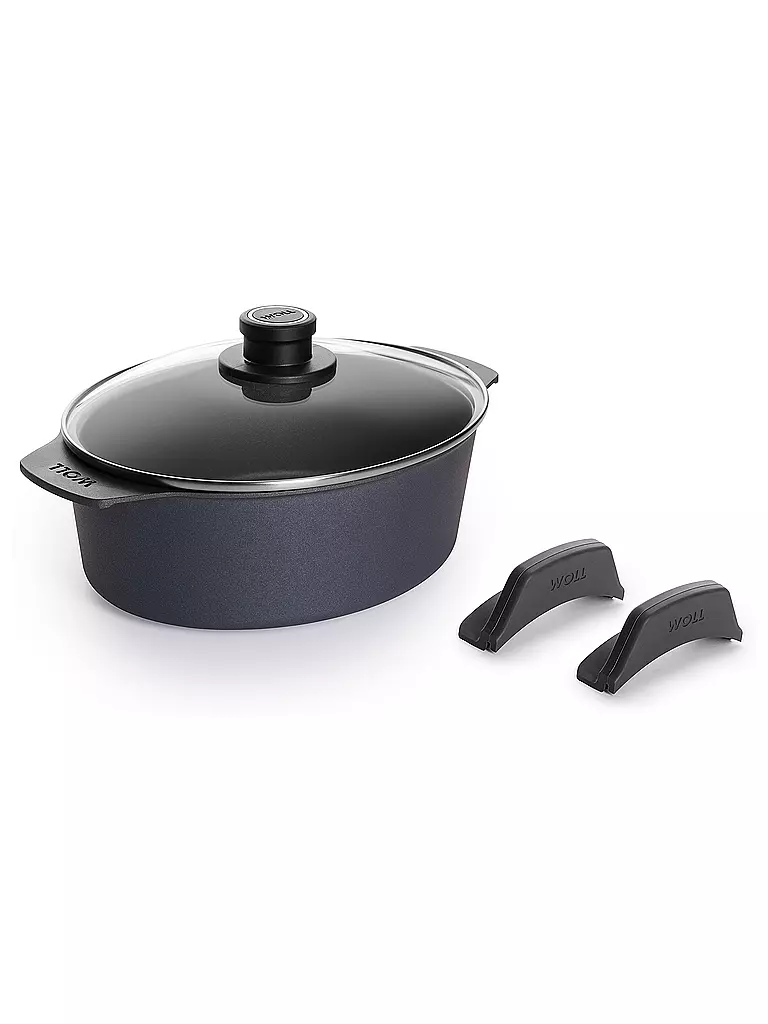 WOLL | Cocotte ovale avec couvercle 27x22cm DIAMOND LITE Antiadhésif | Noir