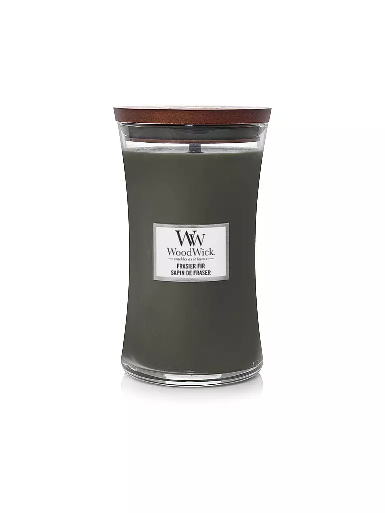 WOODWICK | Bougie parfumée avec mèche crépitante SANDUHR Large 610g Frasier Fir | Vert foncé