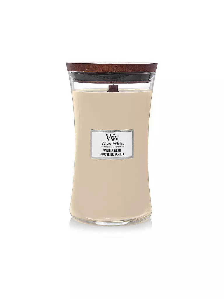 WOODWICK | Bougie parfumée avec mèche crépitante SANDUHR Large 610g Vanilla Bean | Crème