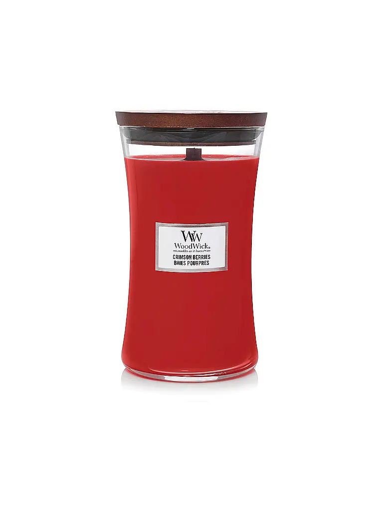 WOODWICK | Bougie Sablier Mèche Crépitante 610g Large Crisom Berries | Rouge
