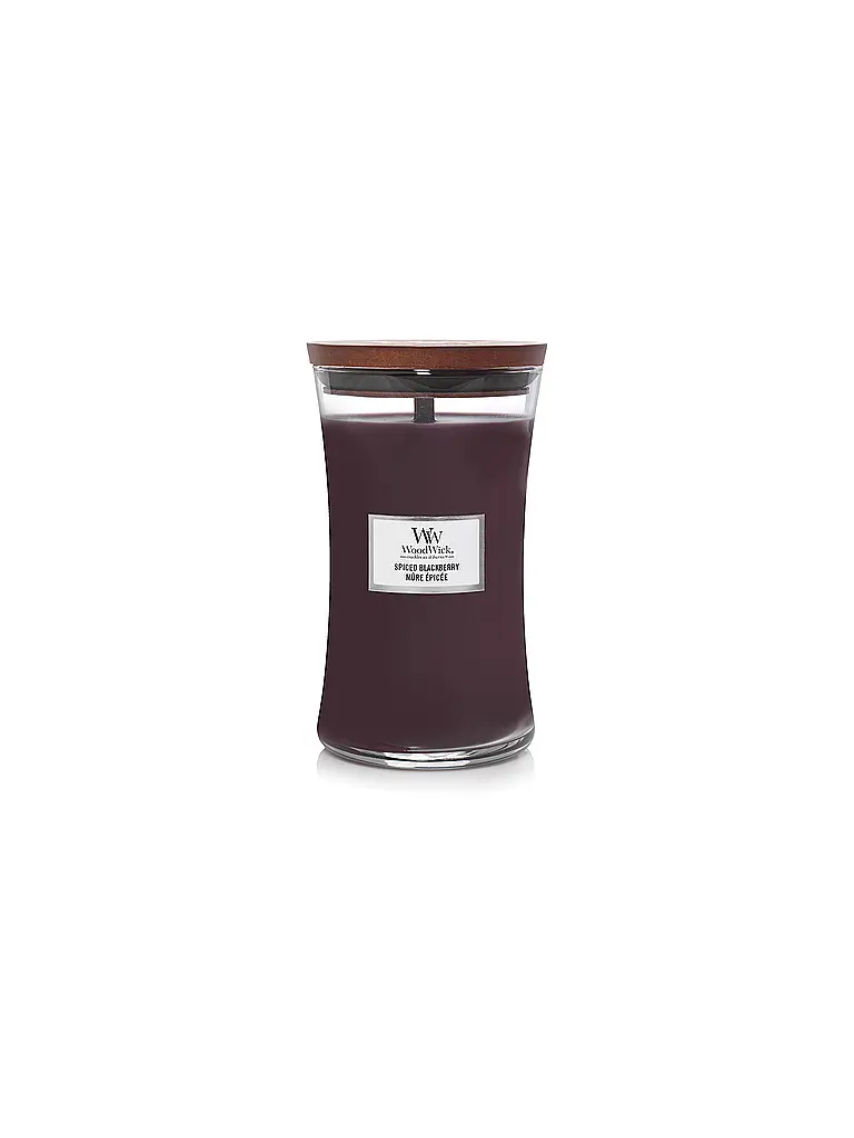 WOODWICK | Bougie sablier mèche crépitante 610g Large Spided Blackberry | Lilas