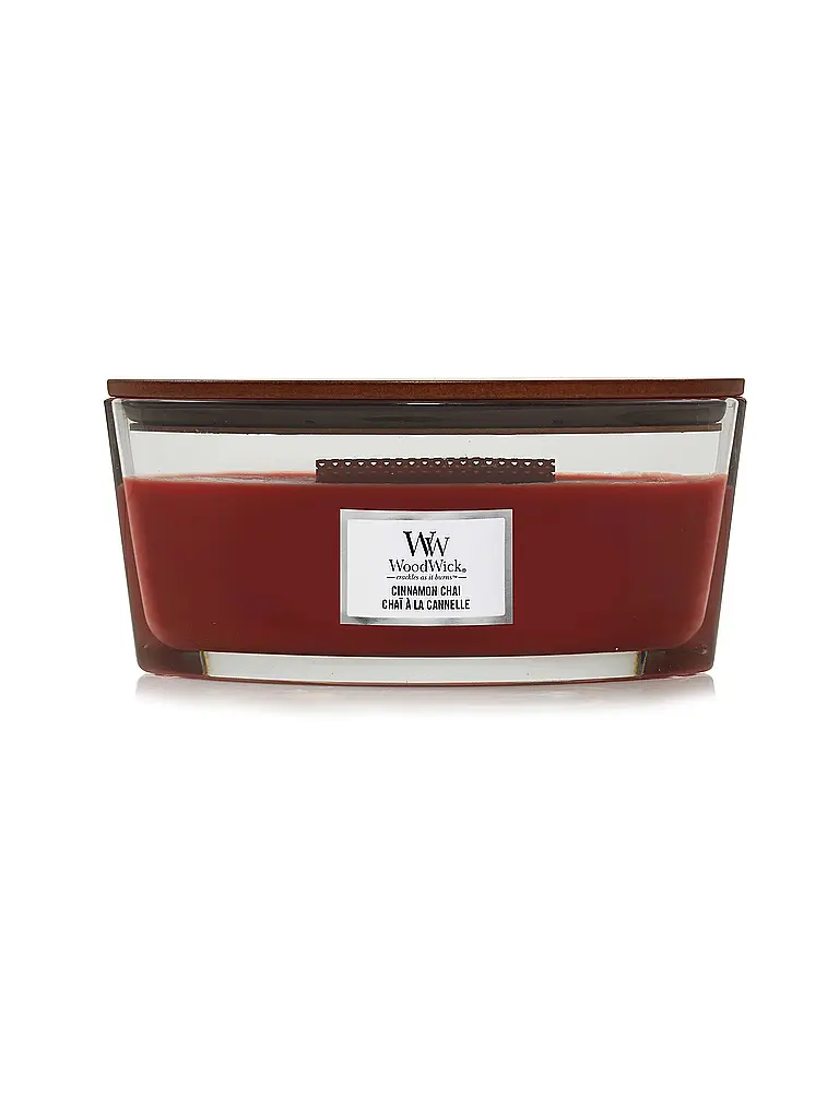 WOODWICK | Ellipsenkerze Knisterdocht 454g Cinnemon Chai | Rouge foncé