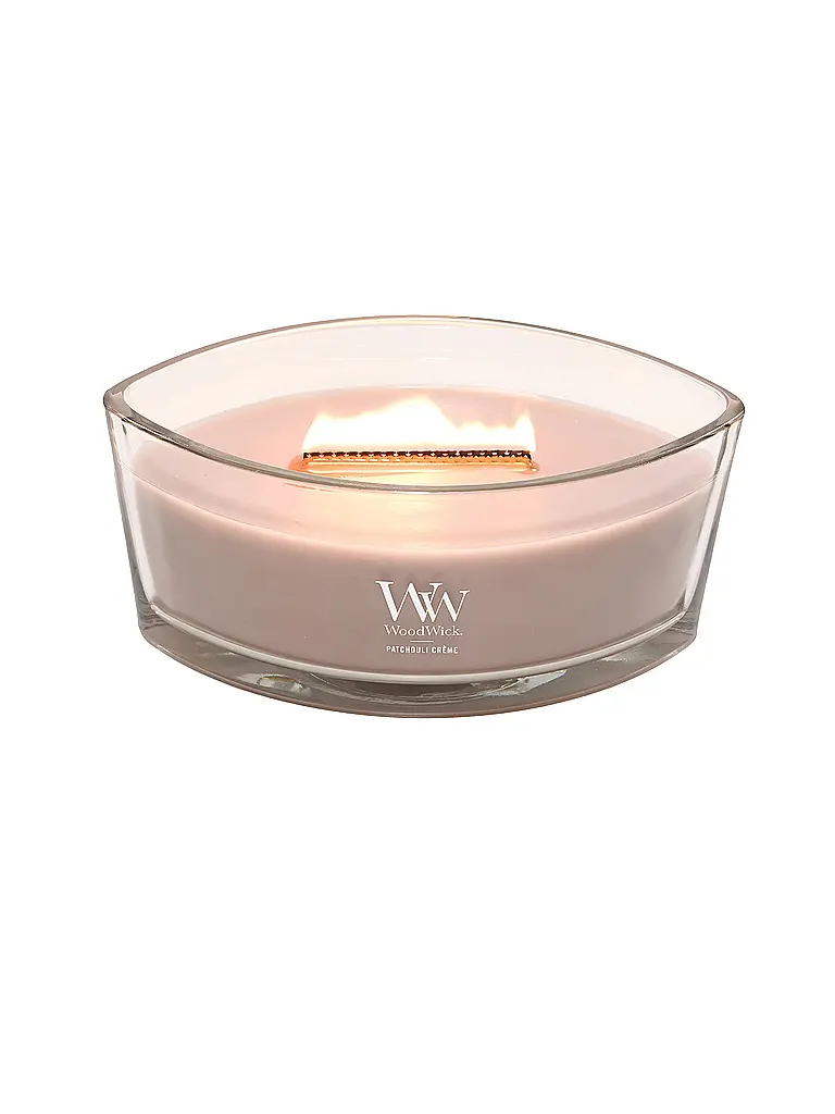 WOODWICK | Ellipsenkerze Knisterdocht 454g Patchouli Creme | Beige