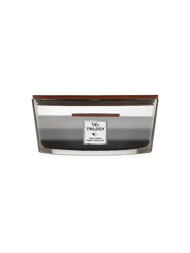 WOODWICK | Ellipsenkerze Knisterdocht 454g Triology Warm Woods | Gris