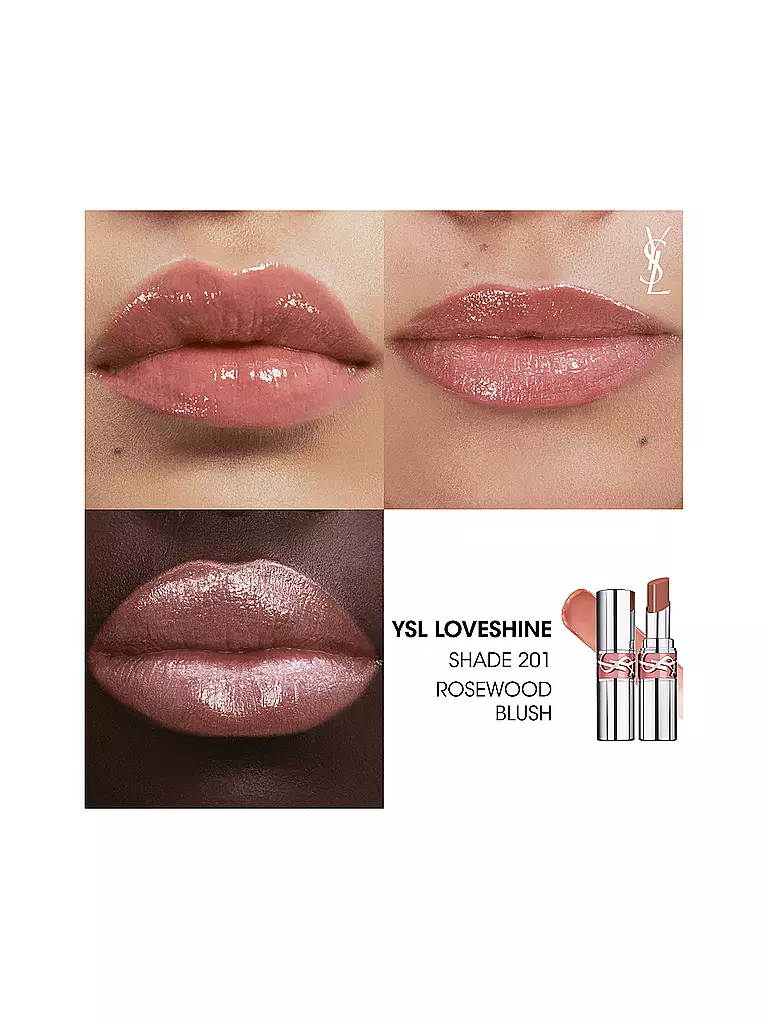 YVES SAINT LAURENT | Rouge à lèvres Loveshine (201 Rosewood Blush) | rosa