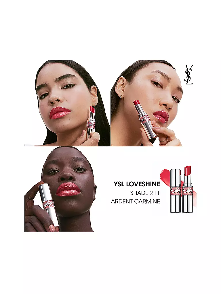 YVES SAINT LAURENT | Rouge à lèvres Loveshine (211 Ardent Carmine) | rot