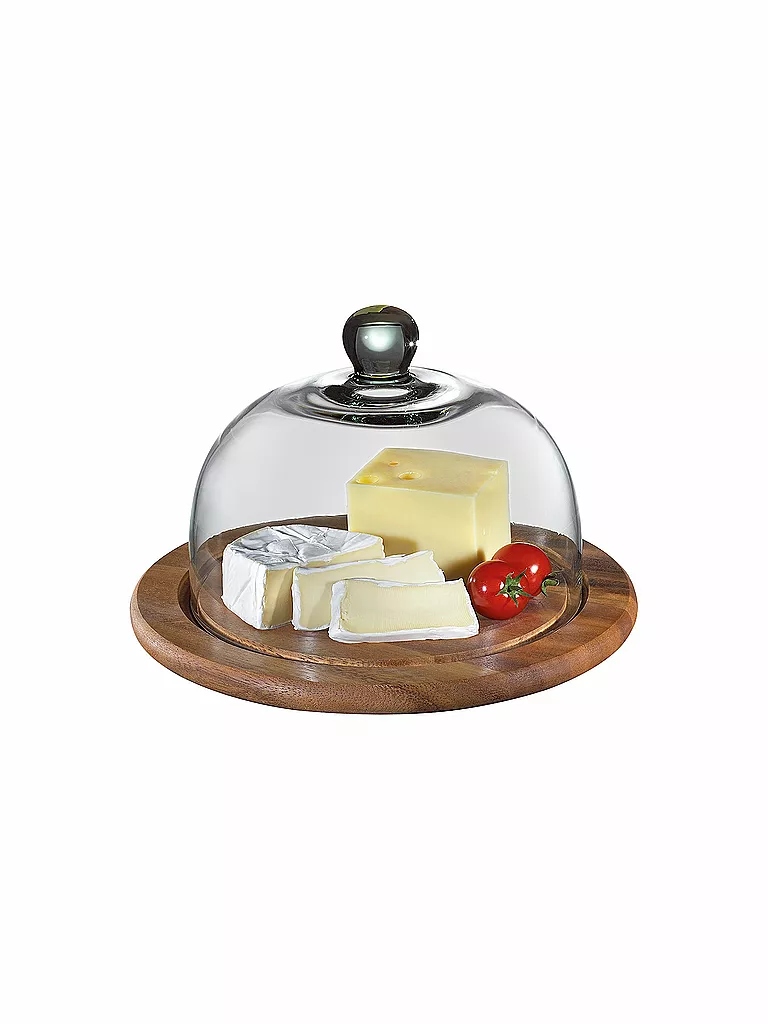 ZASSENHAUS | Cloche à fromage avec couvercle en verre Acacia 25cm | braun
