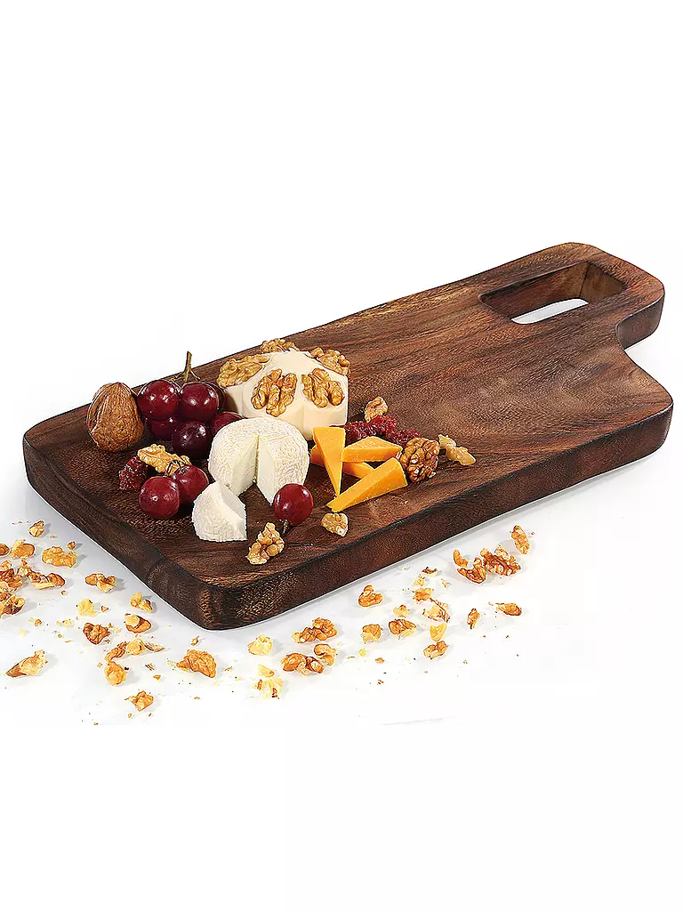 ZASSENHAUS | Planche à découper/de service avec poignée 46×20 cm en acacia | braun
