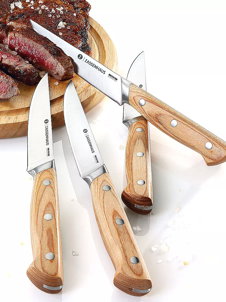 ZASSENHAUS | Set de 4 couteaux à steak en bois de Pakka | Marron