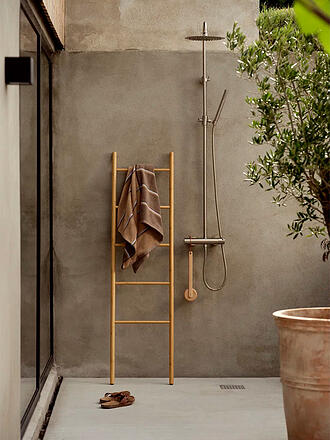 ZONE DENMARK | Serviette de douche SAUNA 70x140cm Taupe/CamelskyBlue
